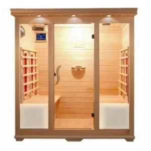 Sauna Infrarossi 175x135cm 4 persone Legno Hemlock Cromoterapia ante a vetro 0B5 - Foto 1 di 1