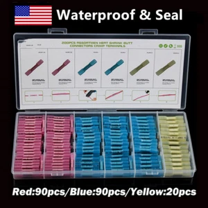 200/100PCS Heat Shrink Butt Wire Connectors Seal Crimp Splice Terminals Set USA - Picture 1 of 21