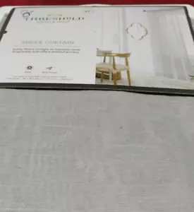 Threshold, Gray Sheer Linen Curtain Panel 54"x84" Sheer Rod Pocket (1 Panel) - Picture 1 of 5