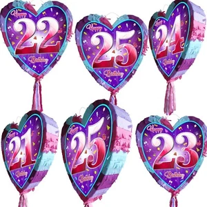 Big Birthday Pinata Heart girls party theme number game pink 21 22 23 24 25 LOVE - Picture 1 of 7