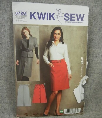 Kwik Sew 3728 Misses Skirts A-line button front size XS Sm Med Large XL Uncut - Image 1 of 3