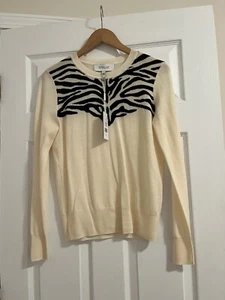 NWT Derek Lam 10 Crosby Black Ivory Zebra Sweater Small - Picture 1 of 12