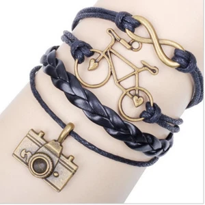 Women Men's Vintage Bracelet Camera Bicycle Surfer Bracelet Arm Jewelry Chain WOW - Picture 1 of 1