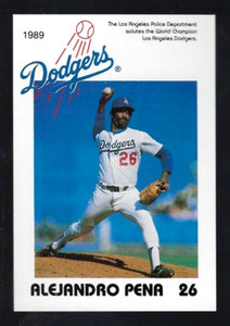 1989 L. A. Police Dept. card #26 - ALEJANDRO PENA - Los Angeles Dodgers
