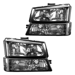 Conjunto de faros carcasa cromada para Silverado/Avalanche 03-06 reflector transparente - Imagen 1 de 12