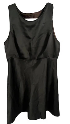 Vintage Donna Ricco Black Satin Sleeveless Shift Dress Bow Audrey Hepburn LBD 12 - Image 1 of 4