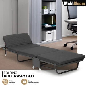 Folding Cot Rollaway Office Sleeping Bed Adjustable Backrest Recliner w/Mattress - Picture 1 of 30