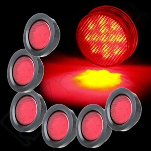 3 Pairs Sealed 2.5" Round Trailer Clearance and Side Marker Light - Red - 13LED - Picture 1 of 11
