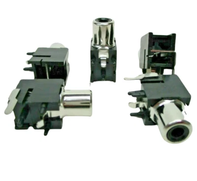 10pcs RCA Audio Phono Jack Right Angle PCB Panel Mount Black USA Seller - Image 1 of 2