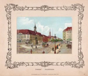 Dresden. Neustadt, goldener Reiter. Farblithographie von 1890 auf Werbetafel - Picture 1 of 2