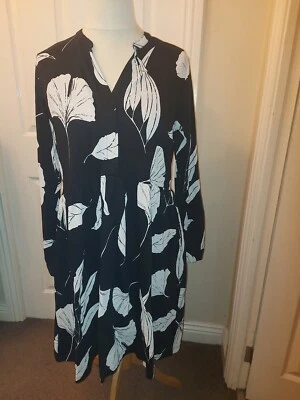 FAT FACE BLACK MIX ELSIE TWILIGHT LEAVE DRESS UK SIZE 14 LONG NEW/BNWT - Image 1 of 4