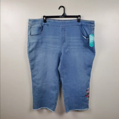Pantalones de mezclilla recortados bordados The Pioneer Woman 3X (24W-26W) nuevos con etiquetas Foto 1 de 4