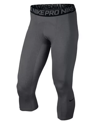 Nike Compression Pants Men's Gray Dri-Fit 3/4 Length Gray SMALL New - Image 1 of 4