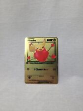 Pikachu I Choose You Love Heart Valentine Gold Metal Card- Brand new