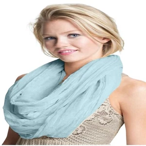 Baby Blue Mobius Infinity Scarf Snood Circular Tube Shawl Face Cover Pashmina - Picture 1 of 11