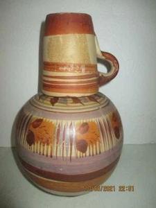 Tonala Mexican Folk Art Clay Pottery 2 Piece Handmade Water Jug With Mug - Picture 1 of 1