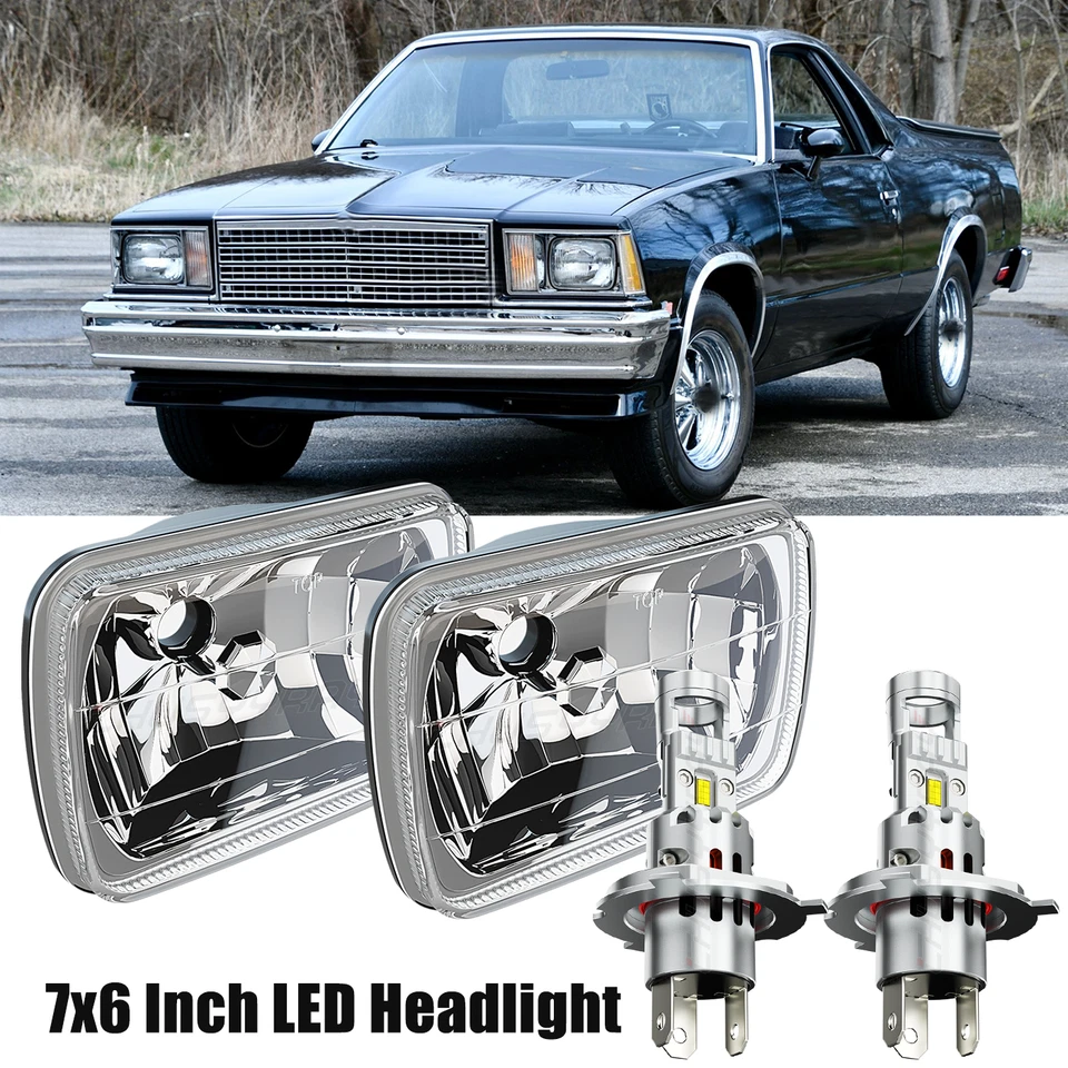 Faros LED de haz alto/bajo 2 piezas para Chevy Malibu 1978-81 El Camino 7x6" 5x7" pulgadas Foto 1 de 4