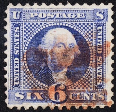 U.S. Classic #115 F/VF 6 cent ultramarine with a Red  cancel '23 CV $165 - Image 1 of 2