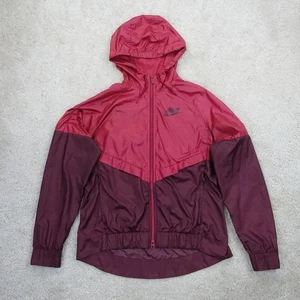 Nike Windrunner Jacket Womens Medium Maroon Burgundy Hooded Lightweight Running - Picture 1 of 14