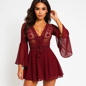 Twosisters The Label Alyse Lace Long Sleeve Mini Dress Size 6 Wedding Formal - Picture 1 of 8