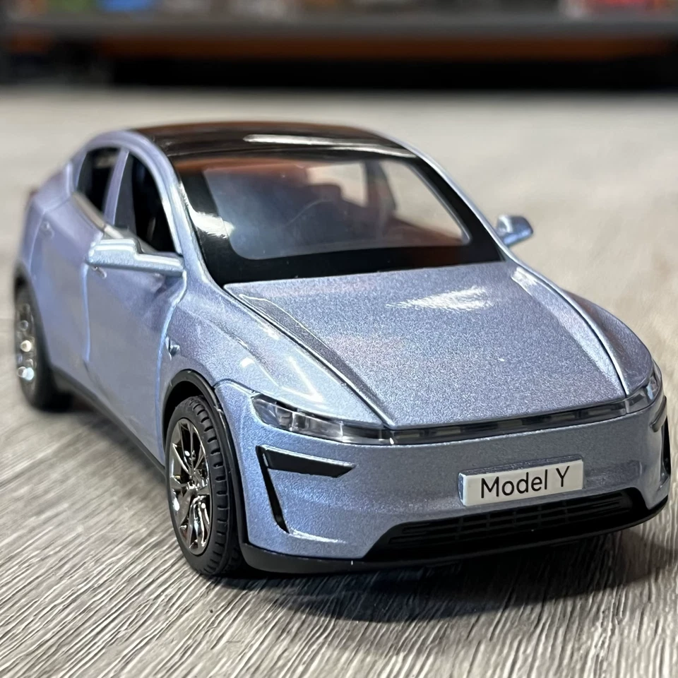 1:32 Tesla Model Y Diecast Car – Alloy Electric SUV w/ Sound Light Pull-Back Toy - Image 1 of 1