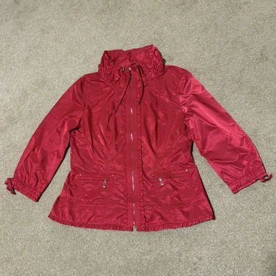 Женская куртка White House Black Market рукав 3/4 на молнии с оборками атласная розовая, размер 10 - Изображение 1 из 4