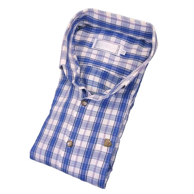 Camisa Italiana Solo Land Vintage Para Hombre 17.5 Azul Blanco Cuadros Años 90 Retro Foto 1 de 4