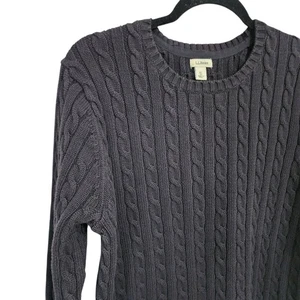 L.L. Bean Pullover XL schwarz Zopfmuster Fischer Preppy Old Money - Bild 1 von 5