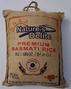 Nature's Delite Basmati Rice Burlap Bag Poly-Fiber Pillow Zip Closure Upcycle - Picture 1 of 14