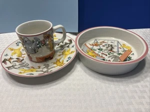 VINTAGE TIFFANY & CO. PLAYGROUND CHILD'S SET OF MUG, PLATE, & BOWL EUC - Picture 1 of 14