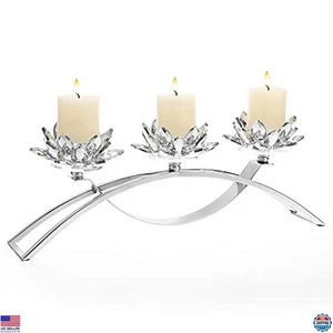 OwnMy 3 Armig Kristall Lotus Teelicht Kerzenhalter Kristall Lotusblume Windlicht - Bild 1 von 6