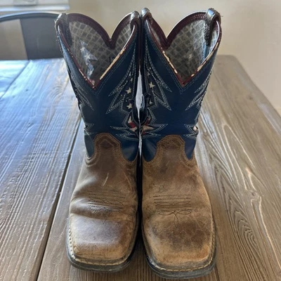 Botas de Vaquero Ariat Talla 12 Niños Jóvenes Cuero Marrón Puntera Cuadrada Foto 1 de 4