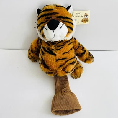 Tiger Head Golf Club Cover Fairway Wood Iron Headcover Plush Orange Long Neck - Изображение 1 из 4