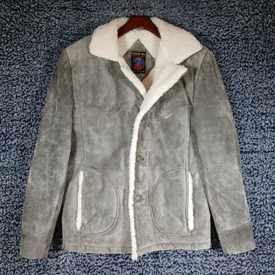 Chaqueta Grande Bay De Colección Para Hombre 38 Imitación Cuero de Oveja Gamuza Rancher Trucker Foto 1 de 4