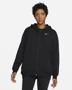 Nike Sportswear Women's Oversized Jersey Full-Zip Hoodie Black Medium DM6415-010 - Picture 1 of 6