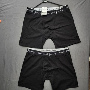 2-Pack Ain’t Sh*t Funny Boxer Briefs Black Size Large - Cotton/Spandex Blend - Picture 1 of 5
