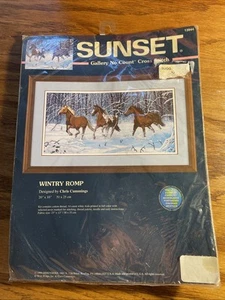 Sunset Wintry Romp Horses Gallery No Count Cross Stitch Kit 13944 NEW Sealed - Picture 1 of 2