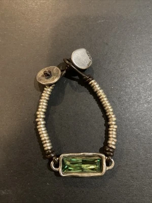 Uno de 50 Silver-plated Leather Bracelet/ Full Speed Swarovski Crystal Retired  - Image 1 of 4