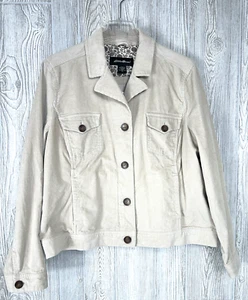 Neu ohne Etikett Eddie Bauer Cordjacke Damen Größe XL Knopfleiste Steinkragen Stretch - Bild 1 von 13