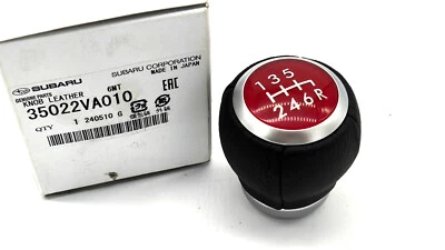 35022VA010 Genuine NEW FOR Subaru KNOB LEATHER 6MT 3502-2VA010 Red - Image 1 of 4