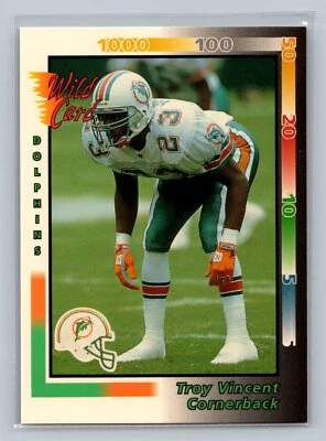 1992 Wild Card #358  Rookie Troy Vincent  Miami Dolphins NM-MT + - Image 1 of 2