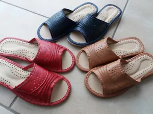 1 Paar Leder Hausschuhe - Pantoffeln,Latschen,Kapcie -- NEU Gr.36-41 - S34 - Bild 1 von 9