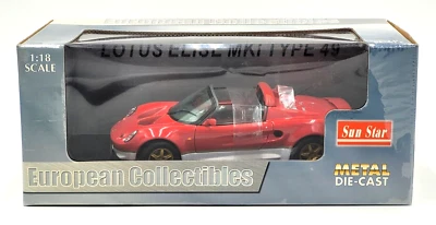 Sun Star Lotus Elise MK1 Type 49 Red 1/18 Scale #1037 Collectible Diecast Red - Image 1 of 4
