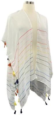 Kimono Isaac Mizrahi Live Plus Talla Única Borla Borla Rayas Frente Abierto A380383 Foto 1 de 4