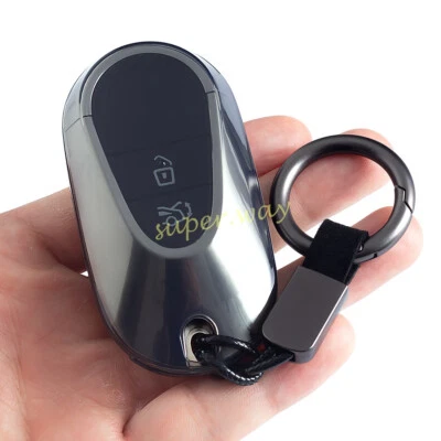 Transparent Black Key Cover Shell Chain For Mercedes Benz C S Class GLC EQS EQE - image 1 of 4