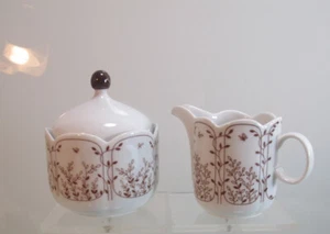 Milchkännchen + Zuckerdose Tirschenreuth Fleur Blätterzauber braun - Picture 1 of 3