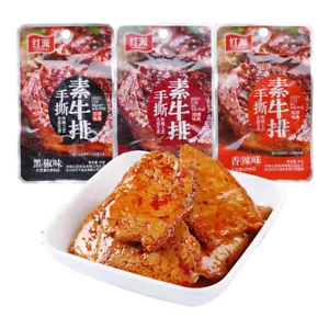 红派 手撕素牛排20g*20包 湖南风味大豆蛋白拉丝爽零食 Red Pie Hand Torn Vegetarian Steak 20g*20bags - Picture 1 of 2