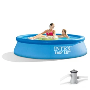 8 Foot INTEX Inflatable Easy Set Portable Swimming Pool Above Ground Filter Pump - Picture 1 of 8