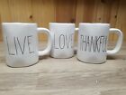 Rae Dunn Inspired LIVE LOVE THANKFUL Set of 3 Coffee Mugs Rustic Style By PARINI