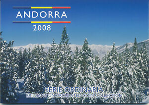 Andorra - 1+2+5+10+25+50 Centims + 1+2 Diners 2008 UNC - KMS Satz Regulärausgabe